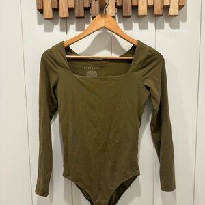 Everlane Olive Long-Sleeve Square-Neck Bodysuit